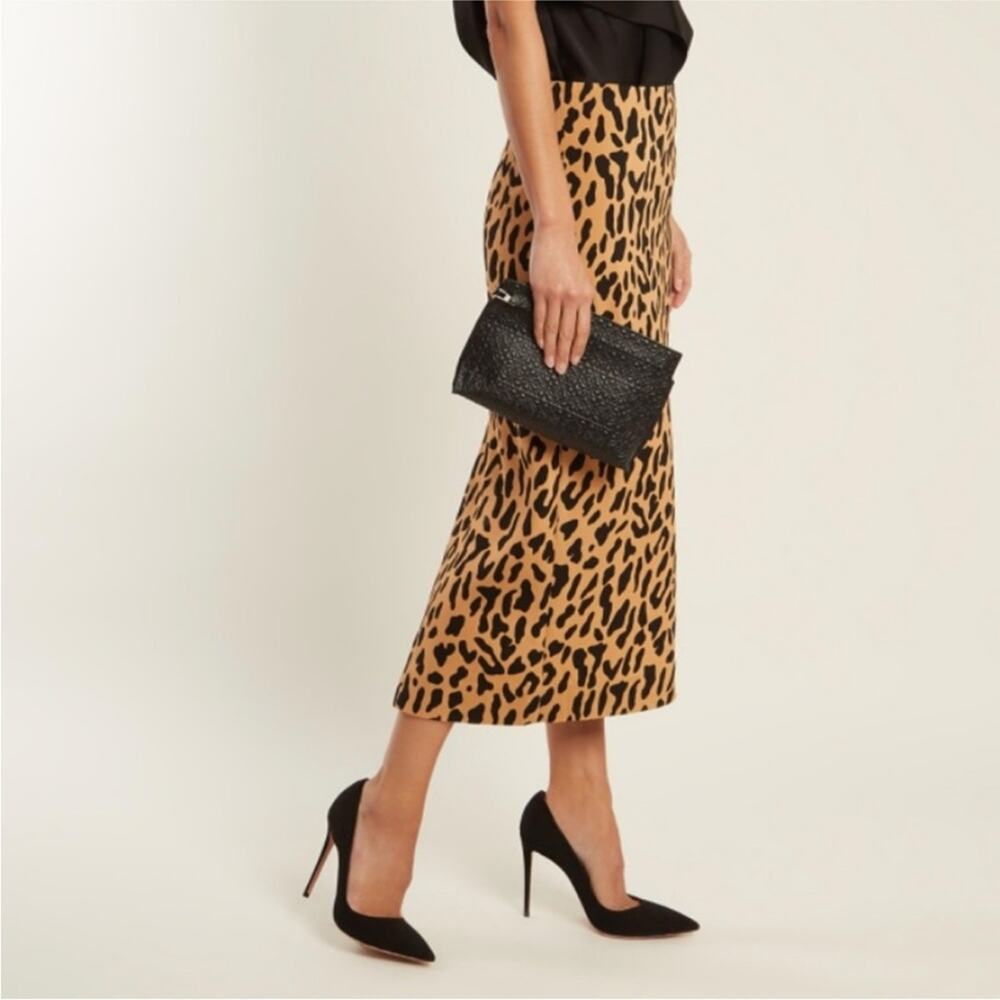 DVF Silk Blend Leopard Midi Skirt - Picture 1 of 6